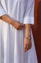 White A line Cotton Kurta with Panels and pajama